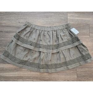 Lucky Brand XXL Olive Cotton Eyelet Lace Tiered Mini Skirt NWT Plus Size Fall
